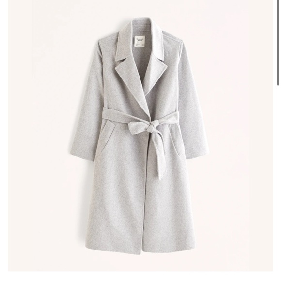 Abercrombie & Fitch Double-Cloth Belted Wool-Blend Coat Sz XL Gray - Picture 1 of 6